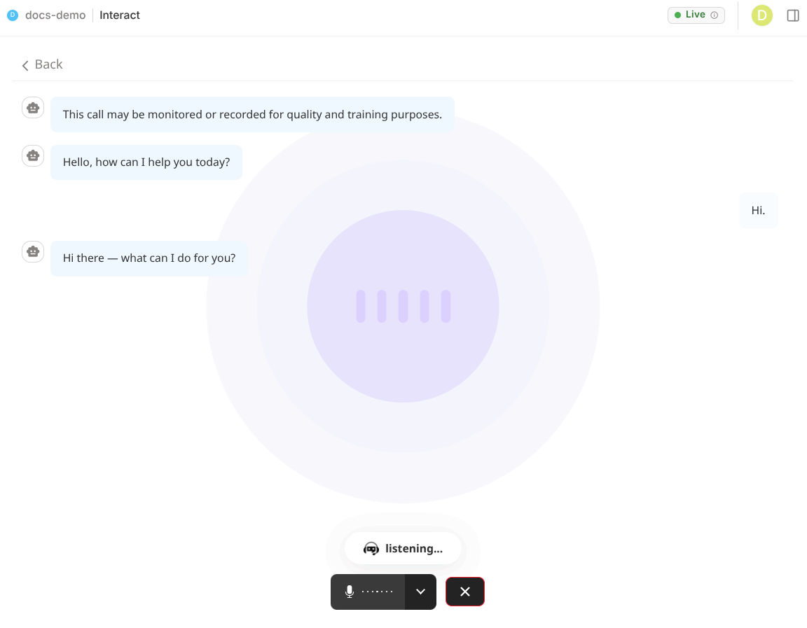 Voice mode in Interact