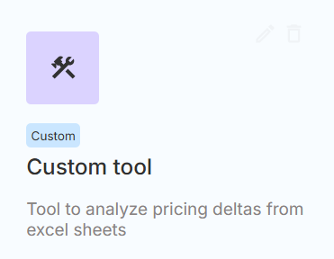 Custom tool card list