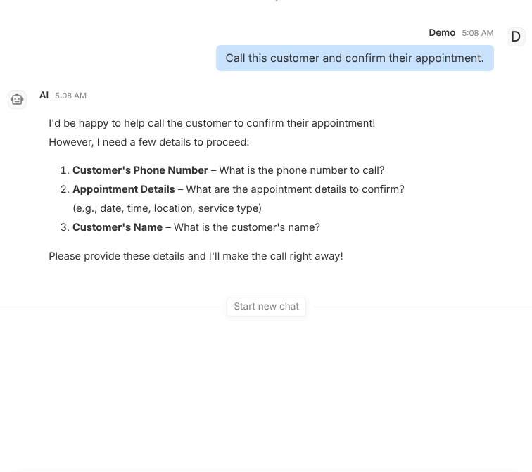 Outbound Phone Call example placeholder