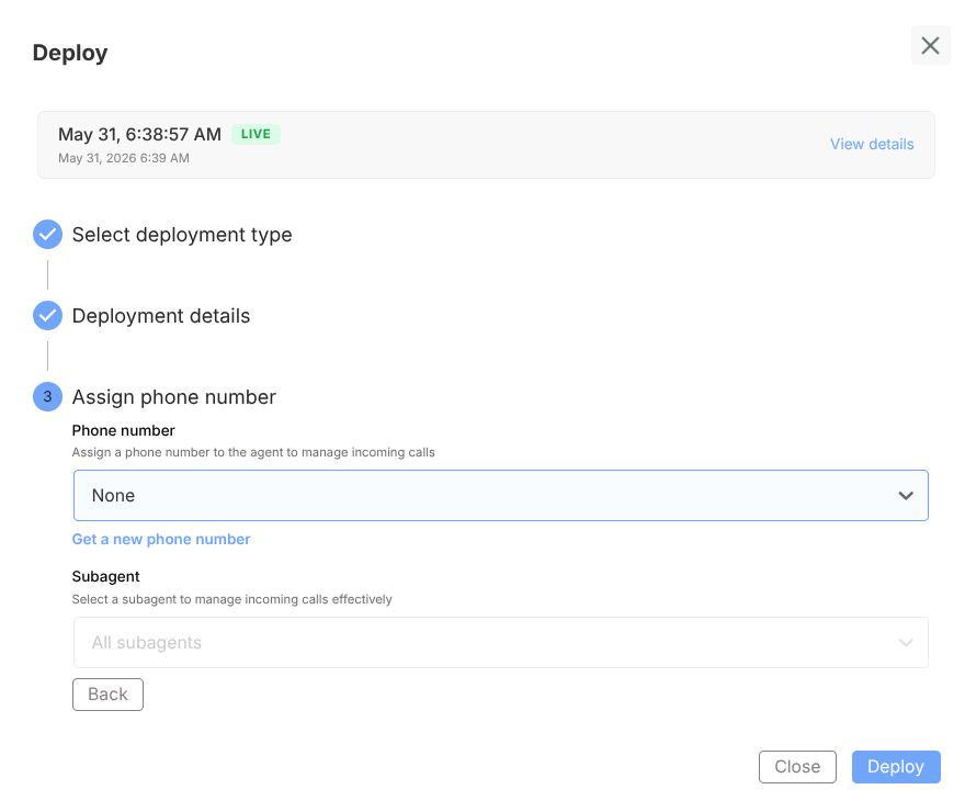 Phone numbers settings panel