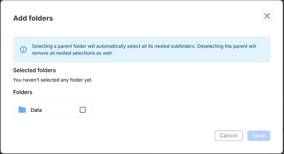 Add folders dialog