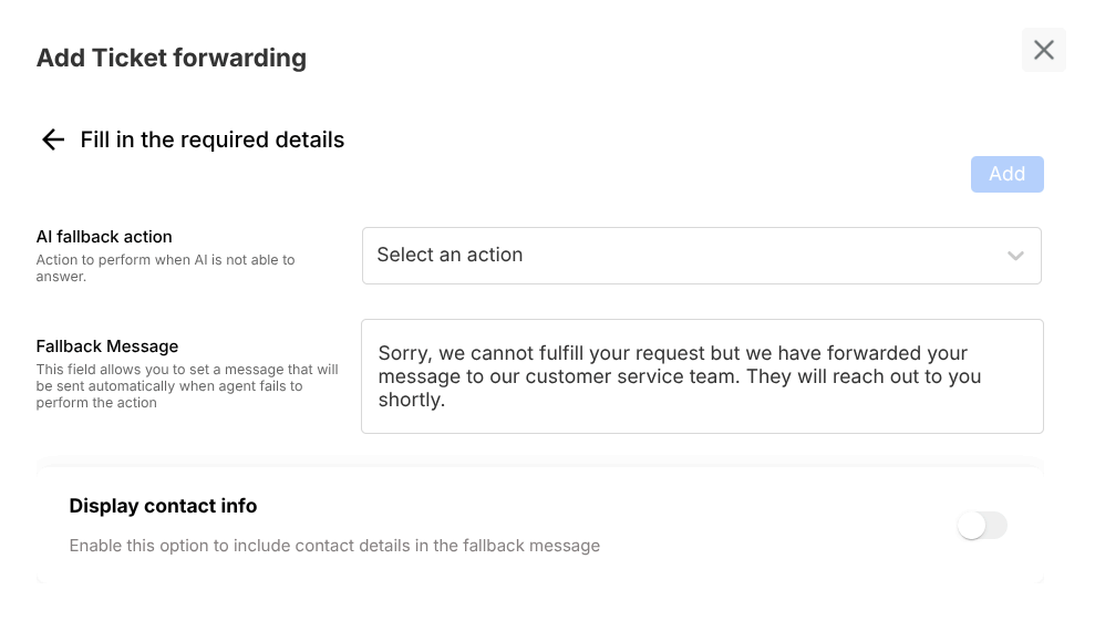 Ticket Forwarding config placeholder