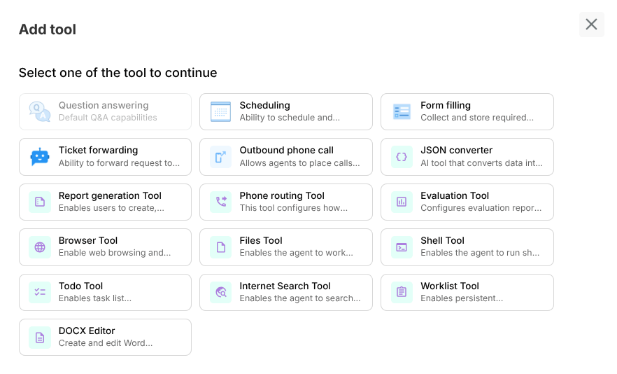 Tools catalog overview