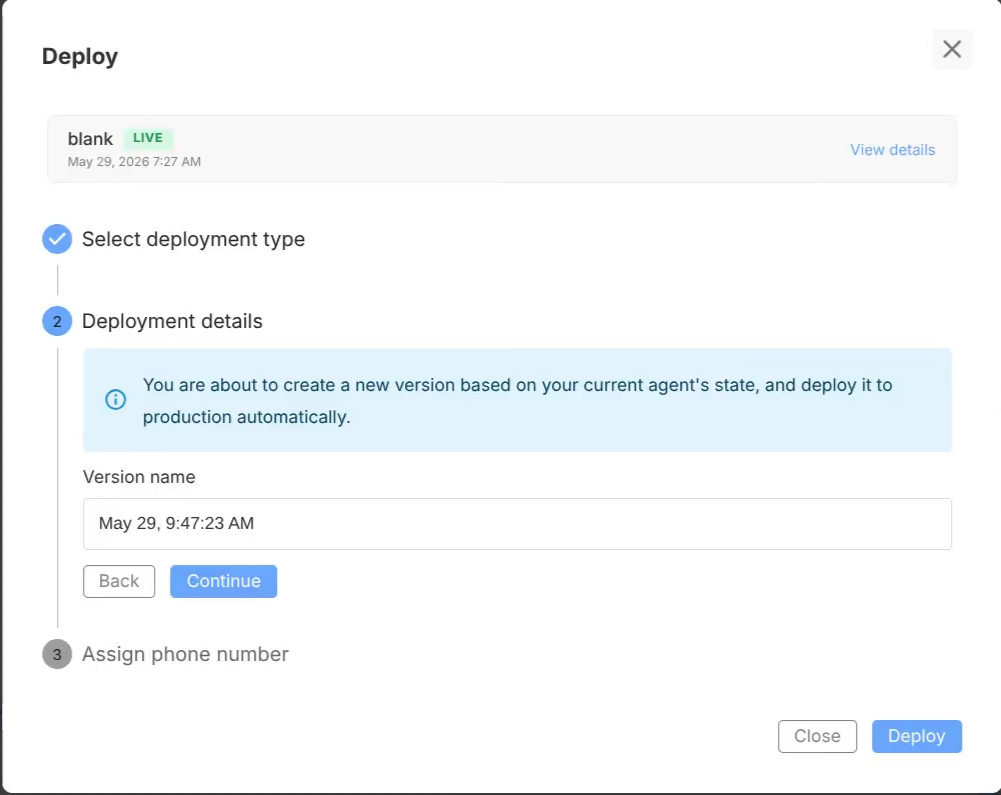 Versioning menu